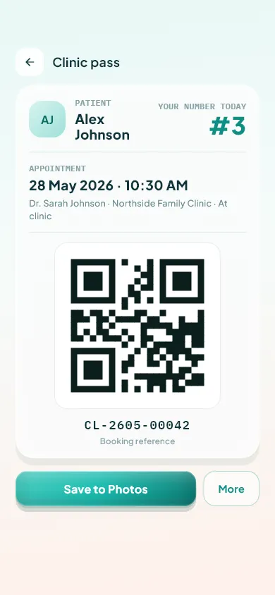 Clinic pass with queue number